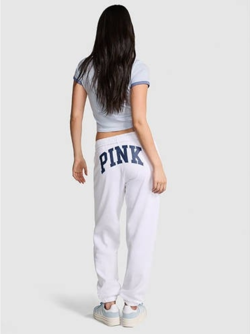 PINK Victoria's Secret White Sweatpants with Navy Logo